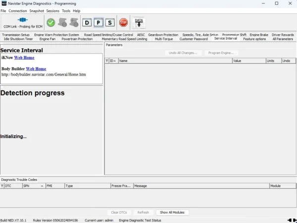 Navistar Engine Diagnostics NED 2025 professional diagnostic and programming software interface for International truck electronic engine control modules