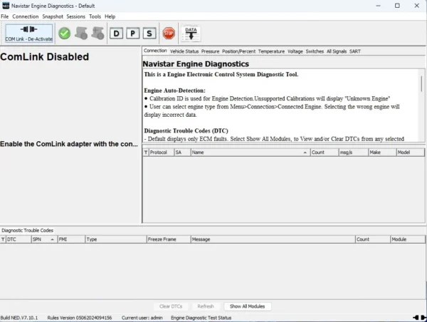 Navistar Engine Diagnostics NED 2025 professional diagnostic and programming software interface for International truck electronic engine control modules