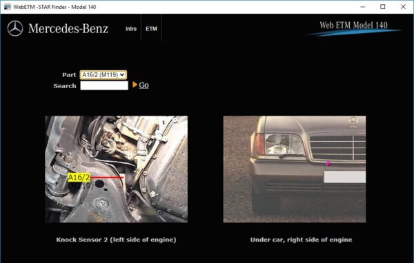 Mercedes StarFinder 2023 electronic component locator and electrical wiring diagrams interface for passenger cars and commercial vehicles