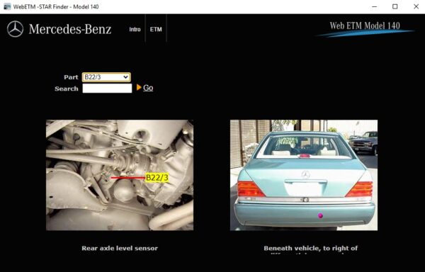 Mercedes StarFinder 2023 electronic component locator and electrical wiring diagrams interface for passenger cars and commercial vehicles