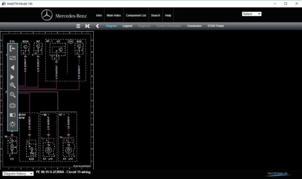 Mercedes StarFinder 2023 electronic component locator and electrical wiring diagrams interface for passenger cars and commercial vehicles