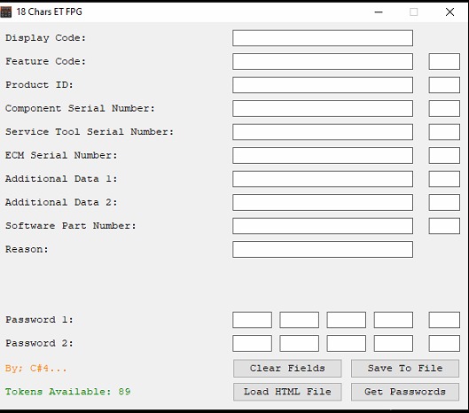 Caterpillar FACTORY PASSWORDS - 18 DIGIT